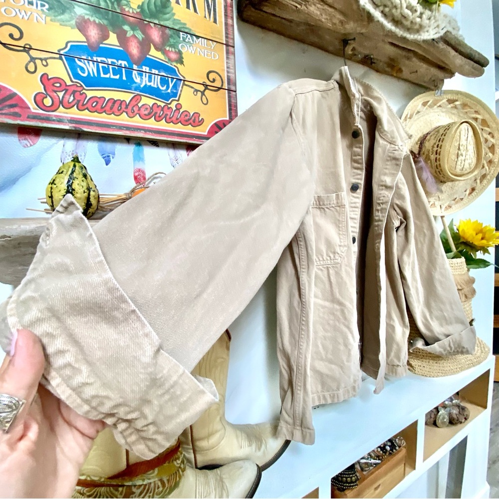 Upcycled By The Beautiful @beyoushop! Boho Western Beige Jacket with Horse Patch - Picture 10 of 14